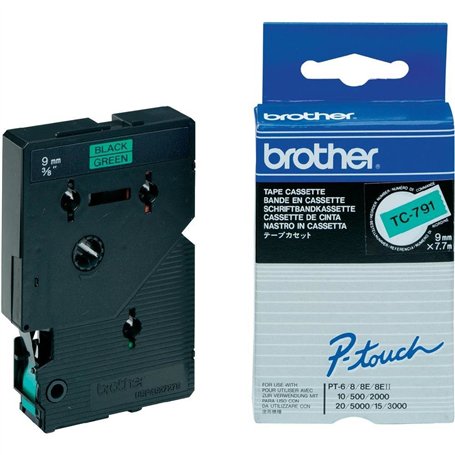 Brother TC-791 Ruban laminé Noir sur Vert