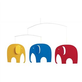 Flensted Mobiles - Rencontre d'éléphants - Mobile/Carillon éolien - Rouge/jaune/bleu