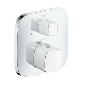 Hansgrohe 15771400 Set de finition pour mitigeur thermostatique encastré avec robinet d'arrêt et inverseur PuraVida Blanc/chromé