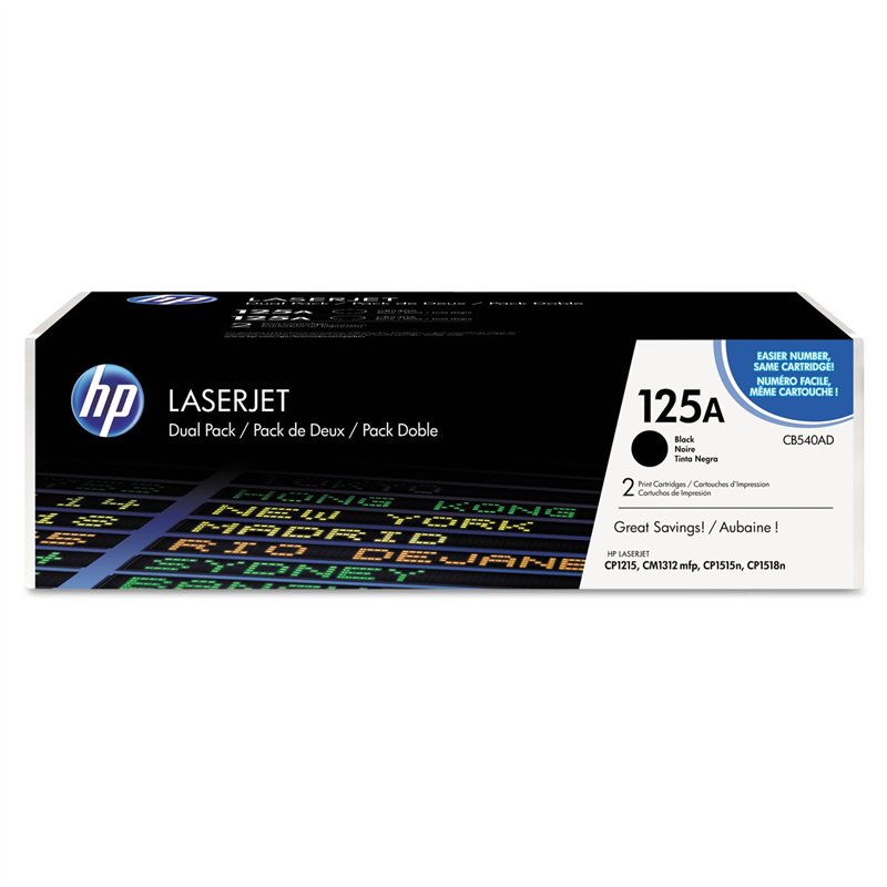 HP 125A pack de 2 toners LaserJet noirs authentiques (CB540A), 2200 pages