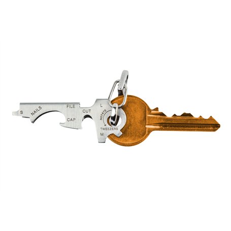 True Utility Key Tool - 8 In 1 Multitool - Couteau coupeur de coffre-fort, tournevis, décapsuleur, lime à ongles, pince à épiler
