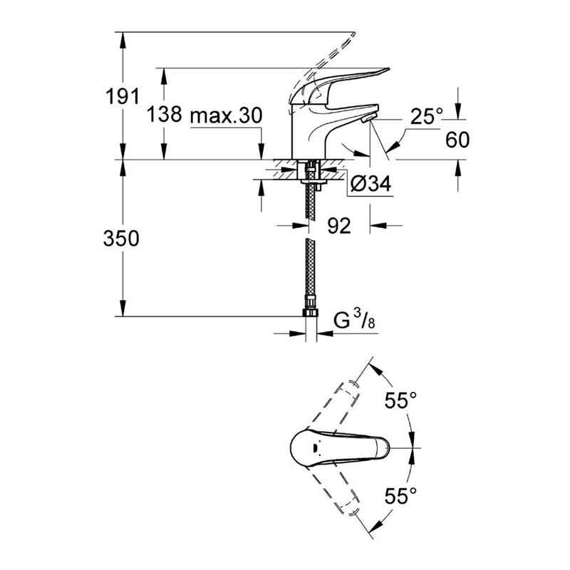 Image secondaire de Grohe Mitigeur de Lavabo Euroeco Spécial 32762000 (Import Allemagne)