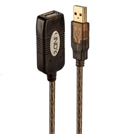 LINDY - Rallonge Pro USB 2.0 Actif 20 Mètres, Connecteur USB Type A Mâle vers Femelle, Vitesse de Transfert de Données Super Rap