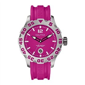 Nautica - A14607G - Montre Homme - Quartz Analogique - Cadran Rose - Bracelet Silicone Rose