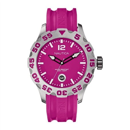 Nautica - A14607G - Montre Homme - Quartz Analogique - Cadran Rose - Bracelet Silicone Rose