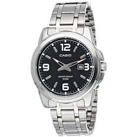 Casio - MTP-1314D-1A - Classic - Montre Homme - Quartz Analogique - Cadran Noir - Bracelet Acier Gris