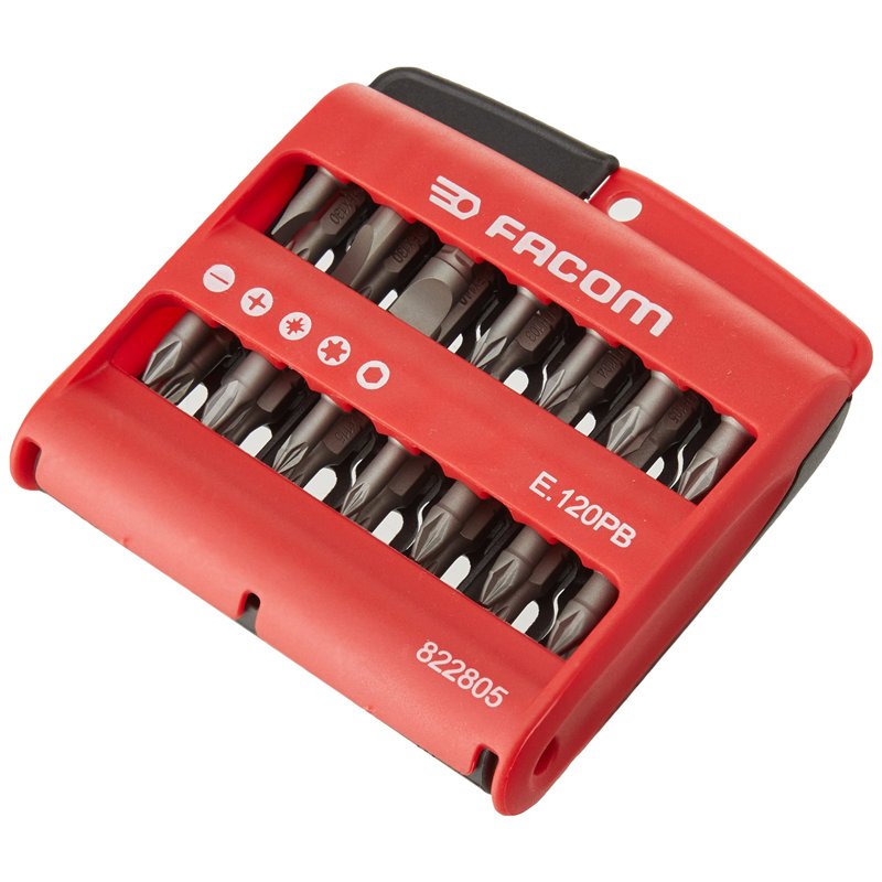 Image secondaire de FACOM - Jeu d'Embouts de Vissage 28 pièces - E.120PB - Coffret avec Embouts Plats, PH, PZ Torx et à Six Pans - Polyamide PA66 -