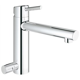 Grohe Robinet de Cuisine Concetto Bec Medium Plage de Rotation de 140° Starlight Basse Pression Vanne d'Arrêt 31209001 (Import A