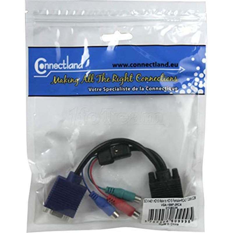 Image secondaire de Connectland VGA-15MF-3RCA Câble VGA 15 cm Multicolore