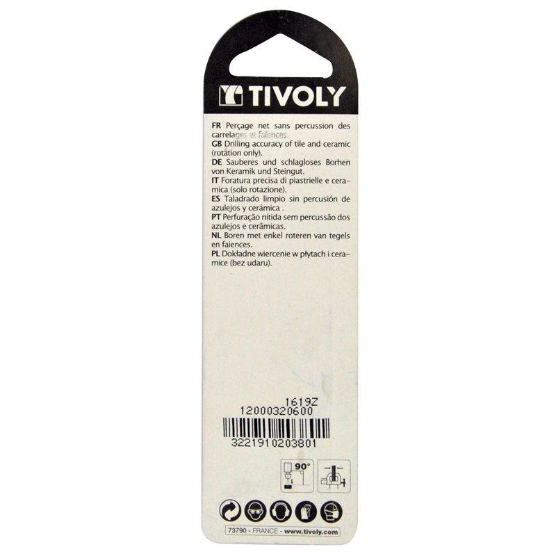 Image secondaire de Tivoly 12000320600 Foret Carrelage Extra, Queue Cylindrique, Ø 6mm