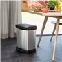 CURVER Poubelle Rectangulaire à Pédale Decobin 30L - Fermeture Douce - Aspect Métal - Pour Cuisine, Bureau, Salle de Bain - 39x2