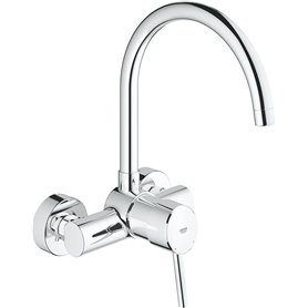 Grohe Robinet de Cuisine Concetto Plage de Rotation de 360° Bec Haut Supersteel Fixation Murale 32667001 (Import Allemagne)