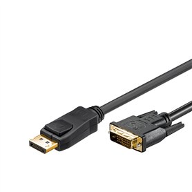 Goobay 51961 Câble Adaptateur DisplayPort/DVI-D 1.2, Doré, Noir, 2m Longueur de Câble