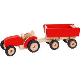 Goki - 2041282 - Figurine Transport Et Circulation - Tracteur en Rouge avec Remorque