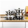 Hi Ensemble d'Ustensiles de Cuisine 12 pcs Ensemble de Casseroles Poêle Marmite avec Couvercle Cocottes Ensemble de Pot Maison A