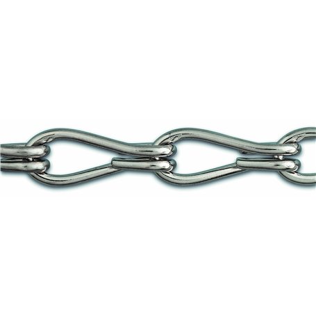 Chapuis, Chaîne non soudée double torsion, Acier nickelé, Charge de travail indicative 5 kg, Diam. 1,4 mm, Longueur 2,5 m, Idéal