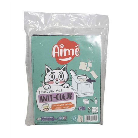 Aimé | Filtres Litière Chat Anti-Odeurs au Charbon Actif Adaptables pour Tous les Bacs à Litière|15x20cm Lot x3 | Absorbeurs d'O