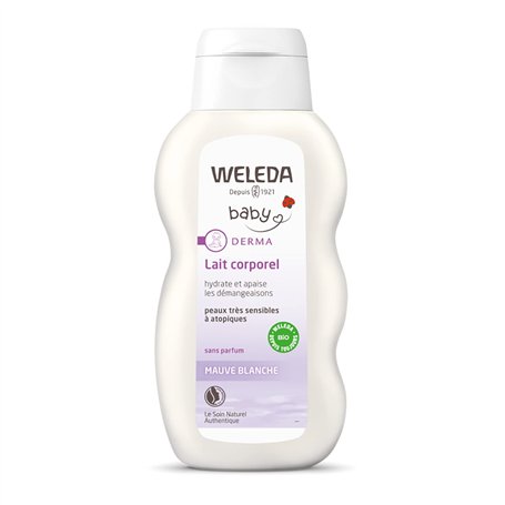 WELEDA - Lait Corporel Mauve Blanche - Adoucit et calme les irritations - Pour les bébés et les jeunes enfants à la peau très se