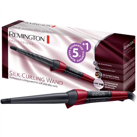 Remington Boucleur à cheveux [Conique 13-25mm: Ondulations Naturelles] Silk (Céramique enrichi en Protéine de Soie, Ecran LCD, 1
