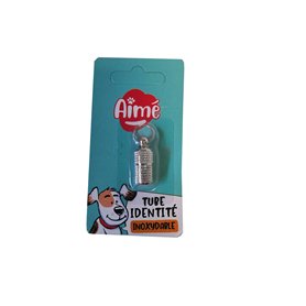 AIME Tube d'identité pour chien en acier inoxydable