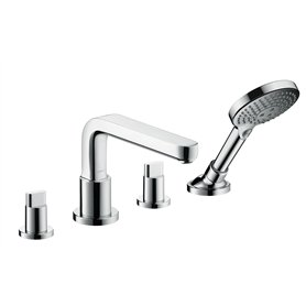 hansgrohe Metris S Set de finition mélangeur 4 trous, bec 220 mm pour montage sur bord de baignoire, chromé, 31447000