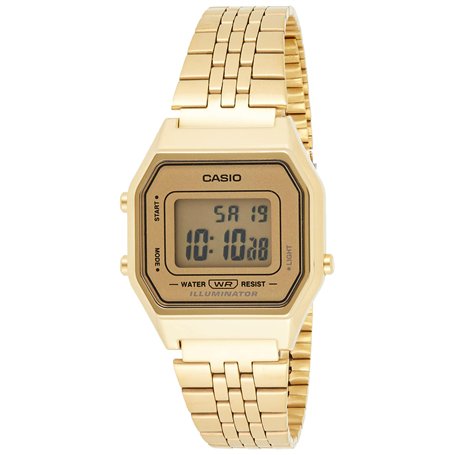 Casio - LA680WGA-9D - Vintage - Montre Femme - Quartz Digital - Cadran LCD - Bracelet Acier plaqué Doré