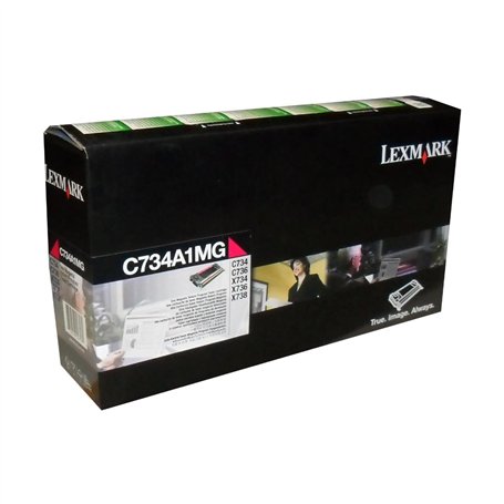 1 cartouches Toner Magenta original Lexmark C734A1MG 6000 pages pour imprimante Lexmark C 734 DN/C 734 DTN/C 734 DW/C 734 N/C 73