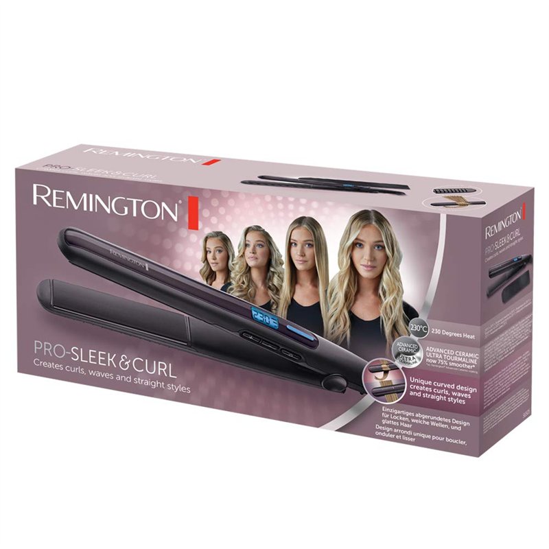 Image secondaire de Remington Lisseur Cheveux [2en1: lisse & boucle] Pro Sleek&Curl (Design arrondi, Plaques flottantes XL,Céramique UltraTourmaline