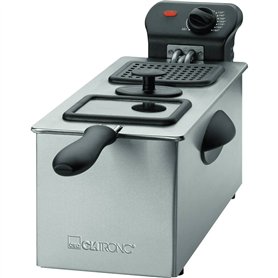 Clatronic Friteuse en acier inoxydable FR 3587, capacité 3 litres, 2000 watts, thermostat réglable en continu, poignées de trans