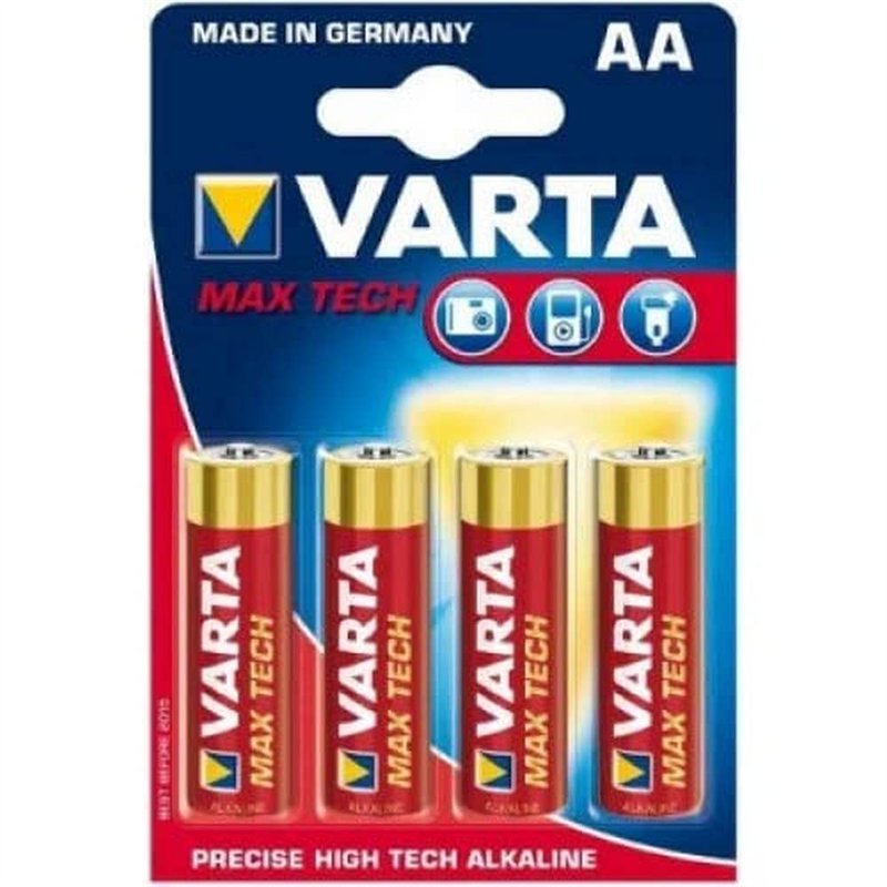 VARTA Piles AA, lot de 4, Longlife Max Power, Alcalines, 1,5V, adaptées aux appareils photo numériques, contrôleurs, tensiomètre