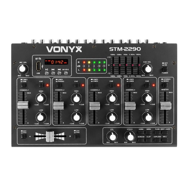 Image secondaire de Vonyx STM2290 Table de Mixage DJ 8 Canaux, Entrée USB, Bluetooth, 8 Effets sons Individuels, Equalizer 5 Bandes, Entrée Micro et