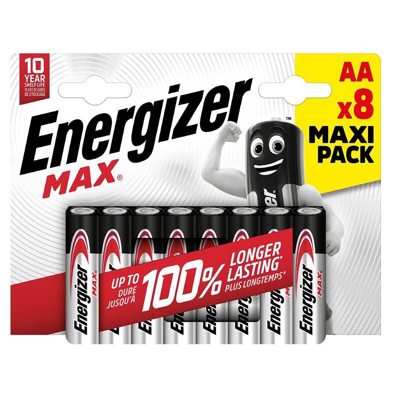 Energizer Piles LR06/AA Max+Power - Les 8 piles