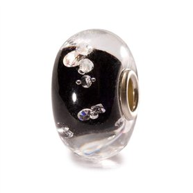 Trollbeads Perle diamant universelle, noire – Breloque en verre fabriquée à la main | Verre et oxyde de zirconium | Collection U