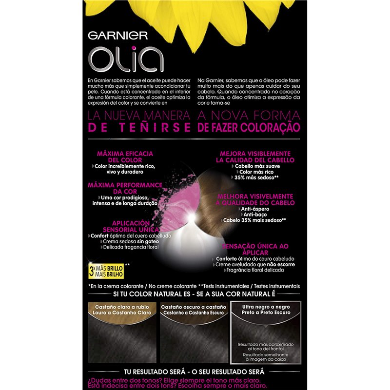 Image secondaire de Garnier Olia Coloration Permanente #1.0 Noir Absolu Teinte
