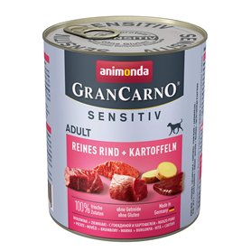 Nourriture pour chien GranCarno Sensitiv Adult d’animonda, nourriture humide pour chien adulte, pur bœuf + pomme de terre, 6 x 8
