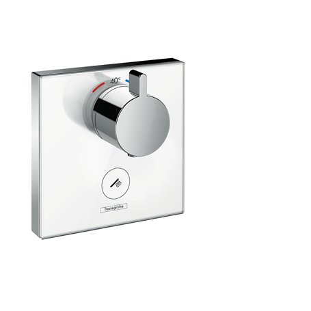 hansgrohe ShowerSelect Glas Set de finition en verre pour mitigeur thermostatique encastré haut débit avec une sortie permanente