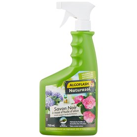 ALGOFLASH NATURASOL Savon Noir prêt à l'emploi, pour jardin, plantes d’intérieur et entretien maison, Pulvérisateur 750 ml, BIOS