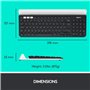 Logitech K780 Clavier RF sans Fil + Bluetooth QWERTY US International Noir, Blanc