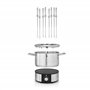 WMF Service à fondue électrique, 1400 W, 8 personnes, Récipient en inox, 8 fourchettes à fondue en Inox 18/10 Cromargan, Haute p