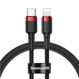 Cable+Baseus+Cafule+USB+Type+C+-+Lightning+M%2FM+1m+%28Noir%2FRouge%29