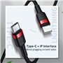 Cable+Baseus+Cafule+USB+Type+C+-+Lightning+M%2FM+1m+%28Noir%2FRouge%29