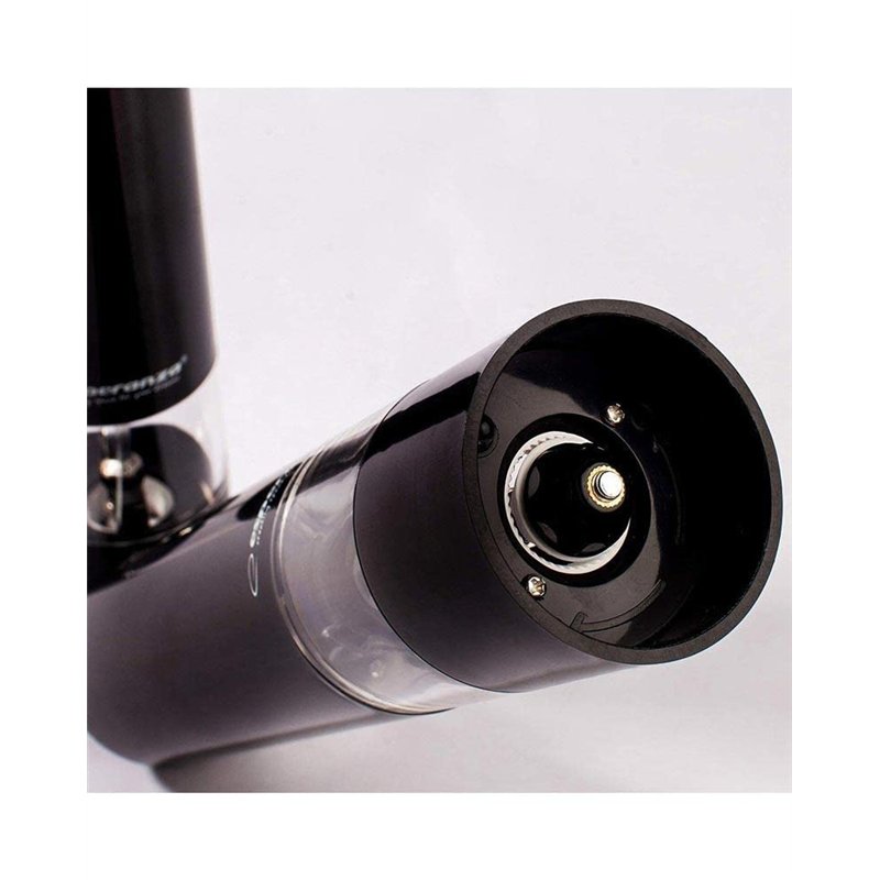 Image secondaire de Esperanza Moulin à sel et poivre électrique en noir avec lumière et finesse réglable, broyeur en céramique, 5 cm x 23 cm