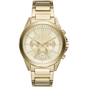 Armani Exchange Montre pour homme, chronographe Plant, 44 mm acier doré avec bracelet en acier inoxydable, AX2602
