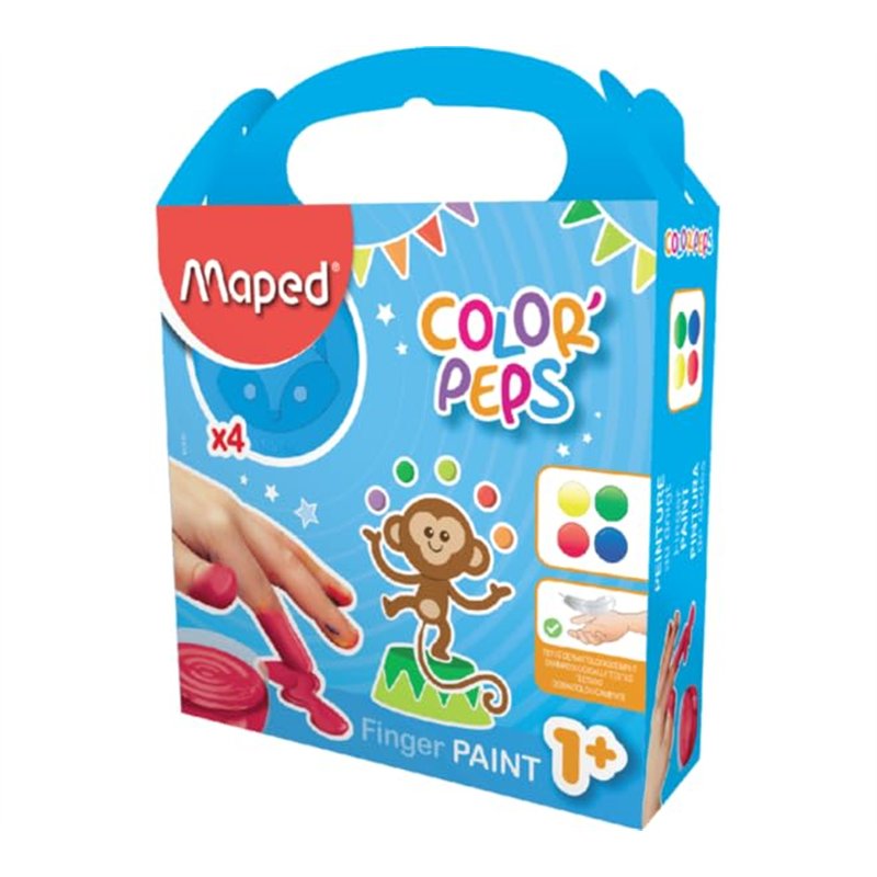 Image secondaire de Maped Color'Peps 4 Pots de Peinture Doigt pour Bébé et Enfant dès 1 an - Gouache Pots de 80 gr - Nettoyage Facile à l'eau - Coul