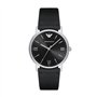 Emporio Armani Montre pour homme, mouvement à trois aiguilles, boîtier en acier inoxydable argenté de 41 mm avec bracelet en cui