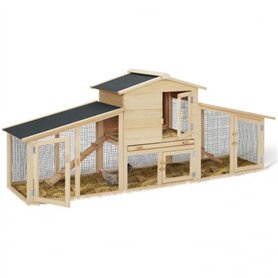Probache - Poulailler VIP avec clapier Double XXL en Bois