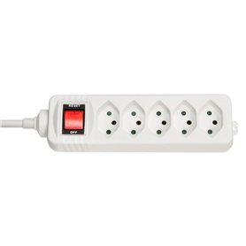 Lindy 73167 Multiprise Suisse avec interrupteur, 5 prises, Blanc
