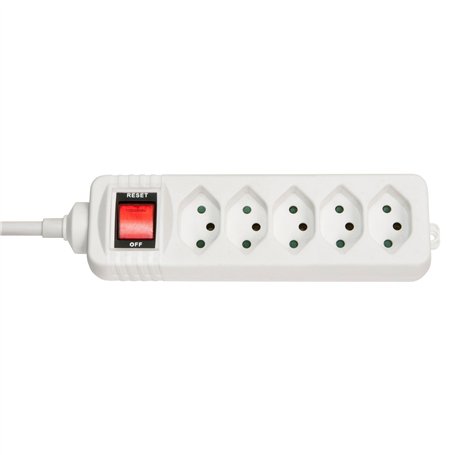 Lindy 73167 Multiprise Suisse avec interrupteur, 5 prises, Blanc