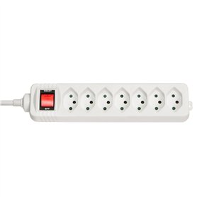 Lindy 73168 Multiprise Suisse avec interrupteur, 7 prises, Blanc