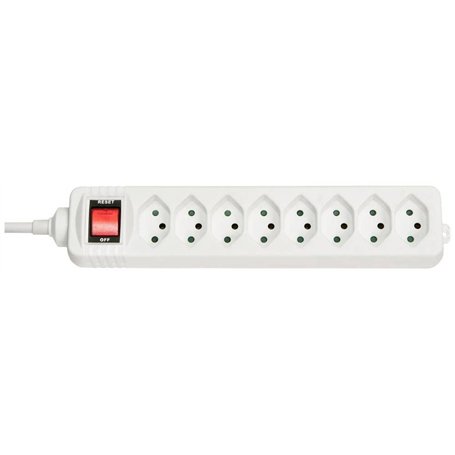 Lindy 73169 Multiprise Suisse 8 prises, avec interrupteur, Blanc